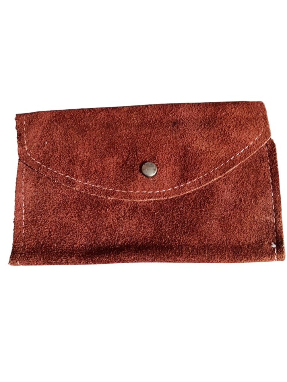 Vintage Suede Coin Purse Hippie Wallet Brown With Snap Button 6x4 1970's Leather
